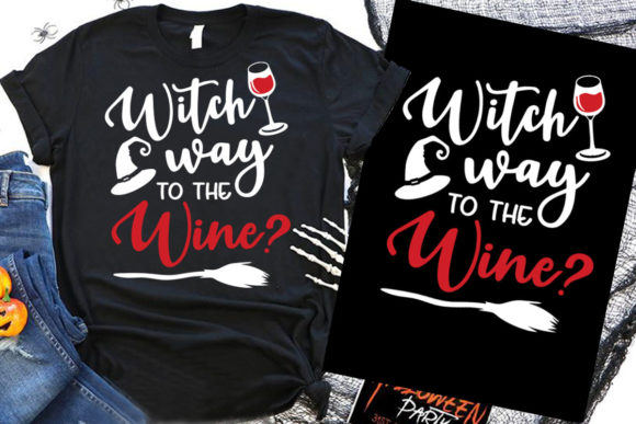 Halloween T Shirt Design Witch Way to