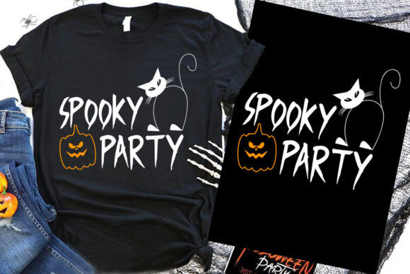 Spooky Party Halloween Cat Graphics for T-Shirt Designs