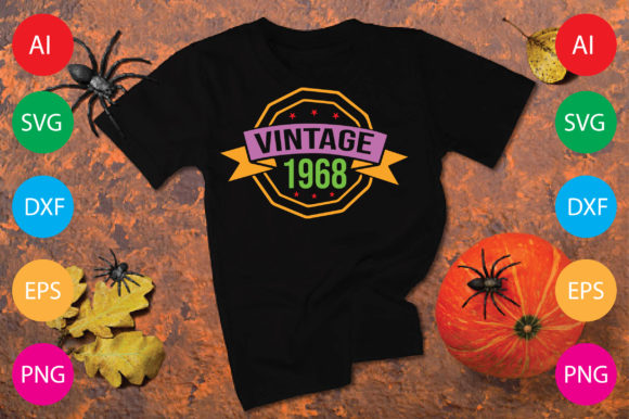 Vintage 1968 Graphics for T-Shirt Designs