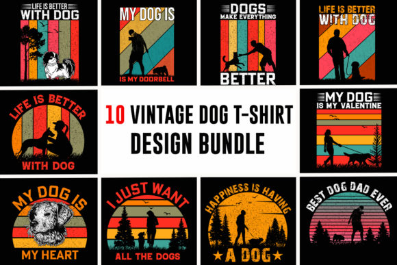 Vintage Dog T-Shirt Design Bundle: Graphics for Creative Sellers